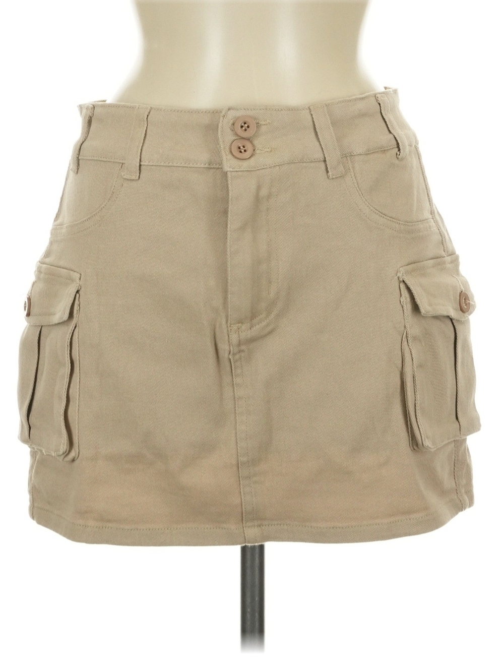 Elleven Beige Cargo Mini Skirt - Neutral Casual Utility Military Style Size XL